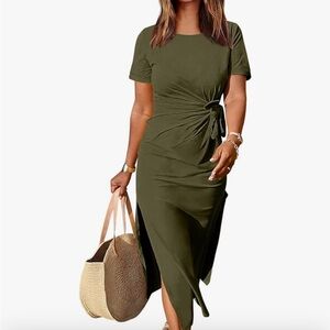 Nicole Miller Olive Maxi Dress with Tie Waist
